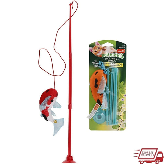 Interactive Koi Dangler Cat Toy Wand with Suction Base and Elastic String