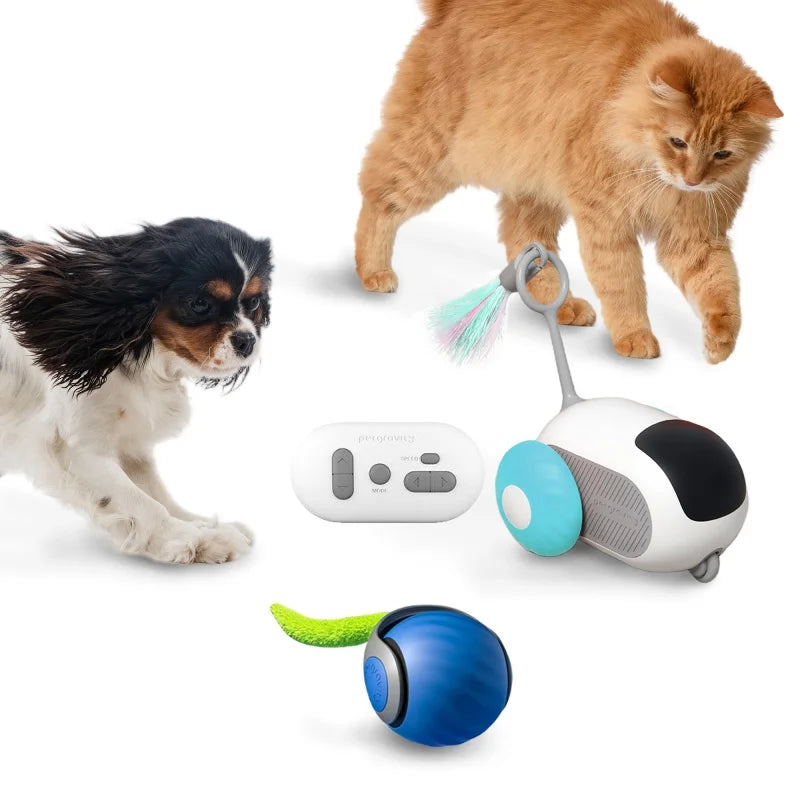 Interactive Automatic Remote Control Cat Mice Car Toy with Smart Feather Ball