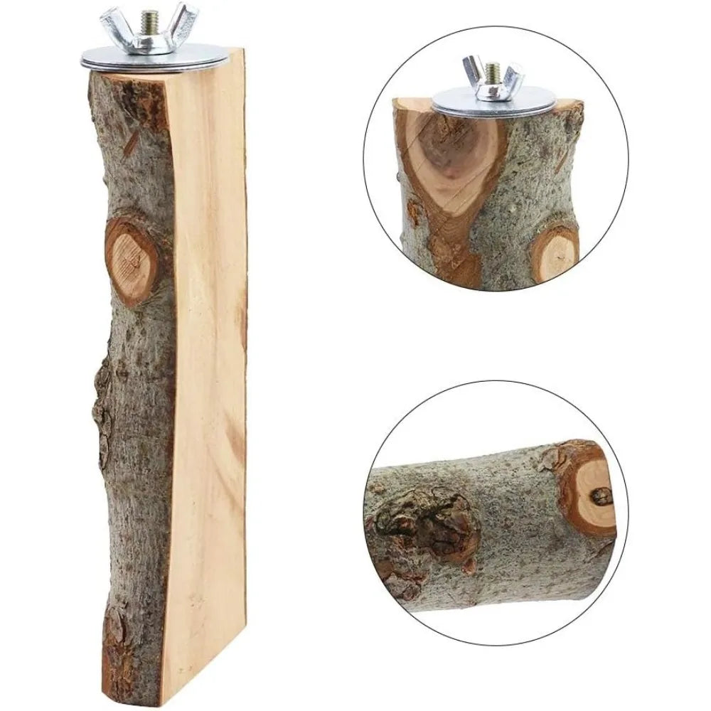 Natural Wood Bird Perch Toys 4 Pack Hanging Platform Swing