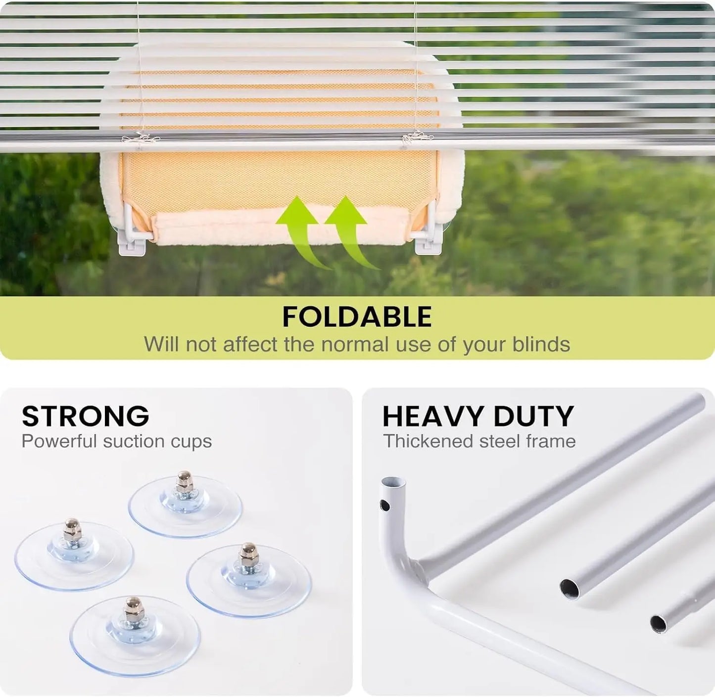 MEWOOFUN Foldable Cat Window Perch With Strong Suction Cups