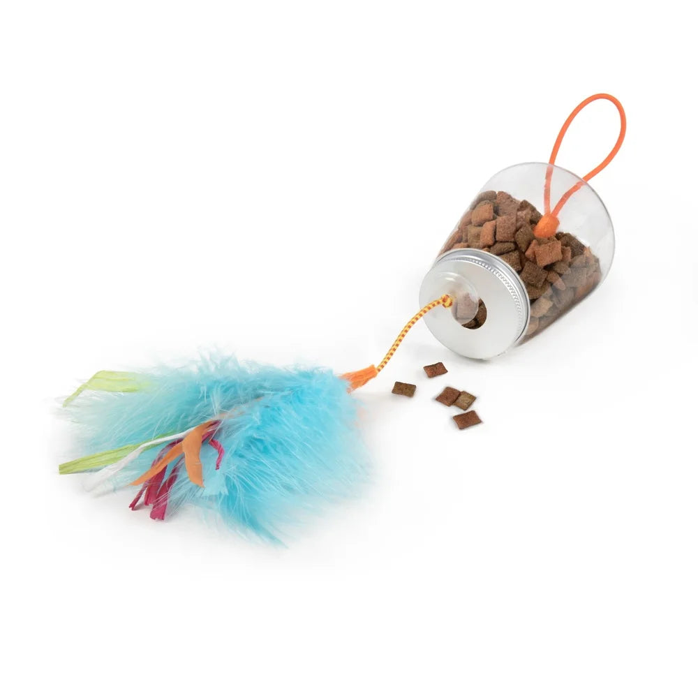 XMSJCN Interactive Cat Toy Treat Dispenser Feathers