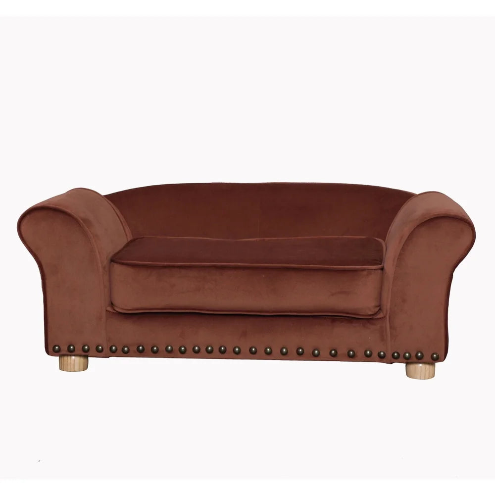 Elegant Faux Velvet Pet Bed Sofa for Medium Dogs and Cats with Removable Cushion