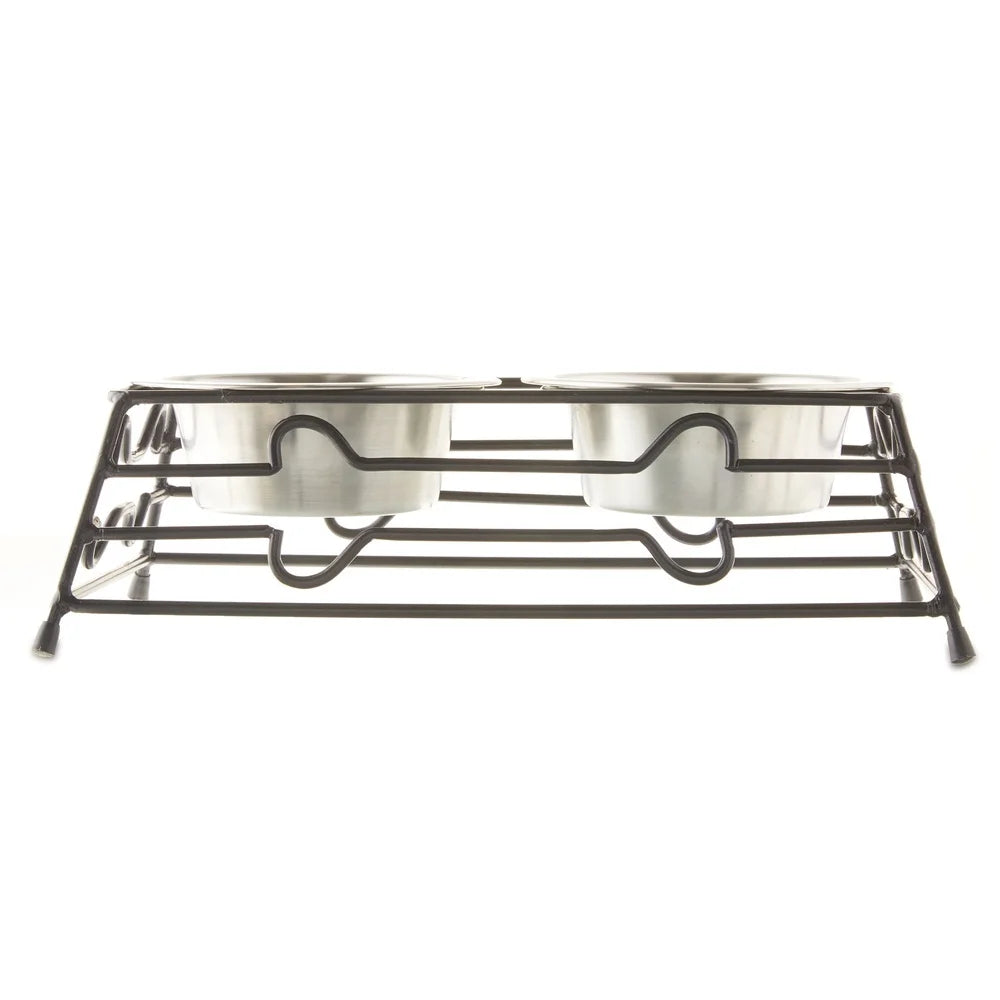 Elevated Dog Bowls Set Stylish Black Frame Dishwasher Safe for Medium Large Pets