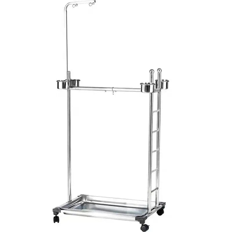 VKTECH Parrot Play Stand With Feeding Bowls Perch Training