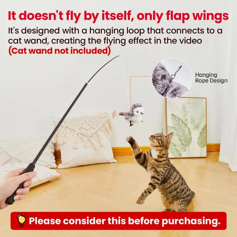 Potaroma Flapping Bird Cat Toy Rechargeable Lifelike Bird Chirp for Kittens