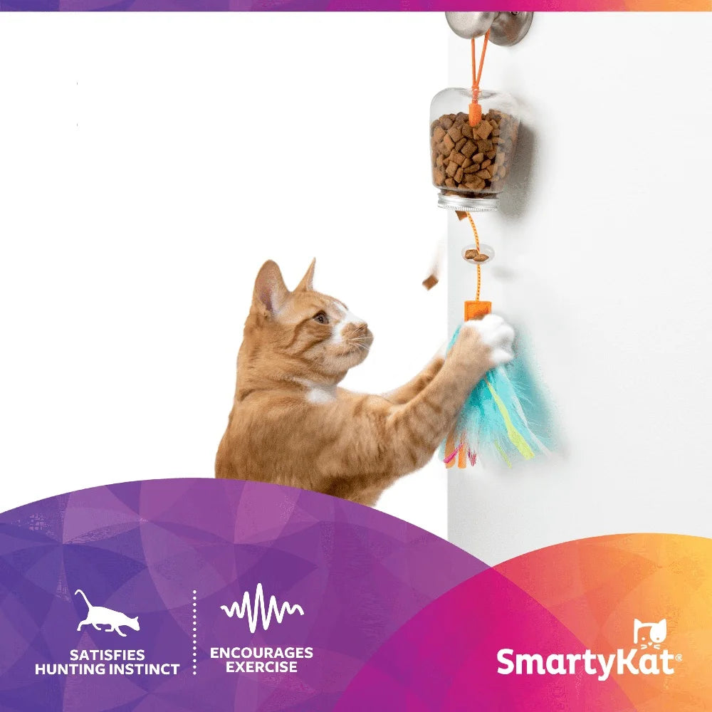 XMSJCN Interactive Cat Toy Treat Dispenser Feathers