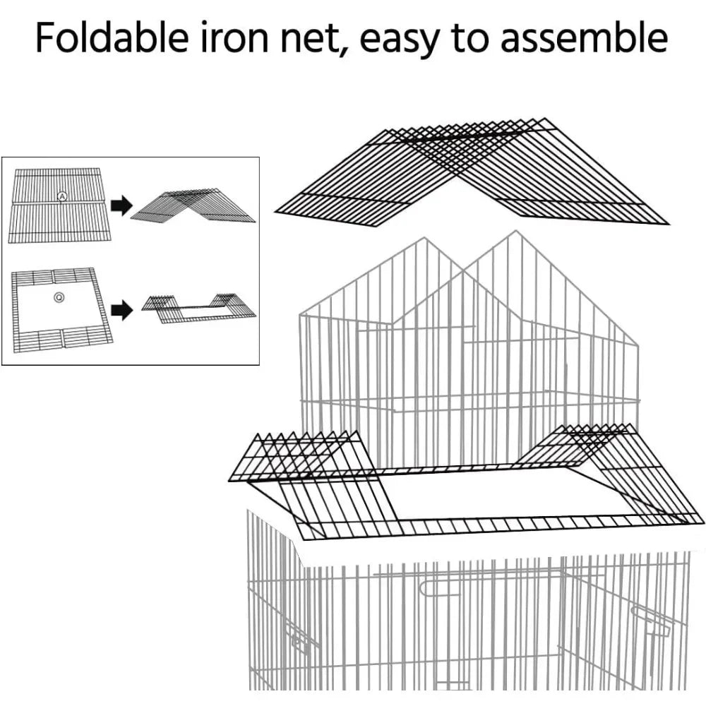 55 Inch Rolling Standing Parrot Cage with Detachable Stand for Cockatiels