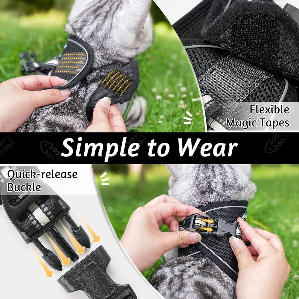 Escape Proof Cat Harness and Leash Set Adjustable Soft Vest for Outdoor Walks