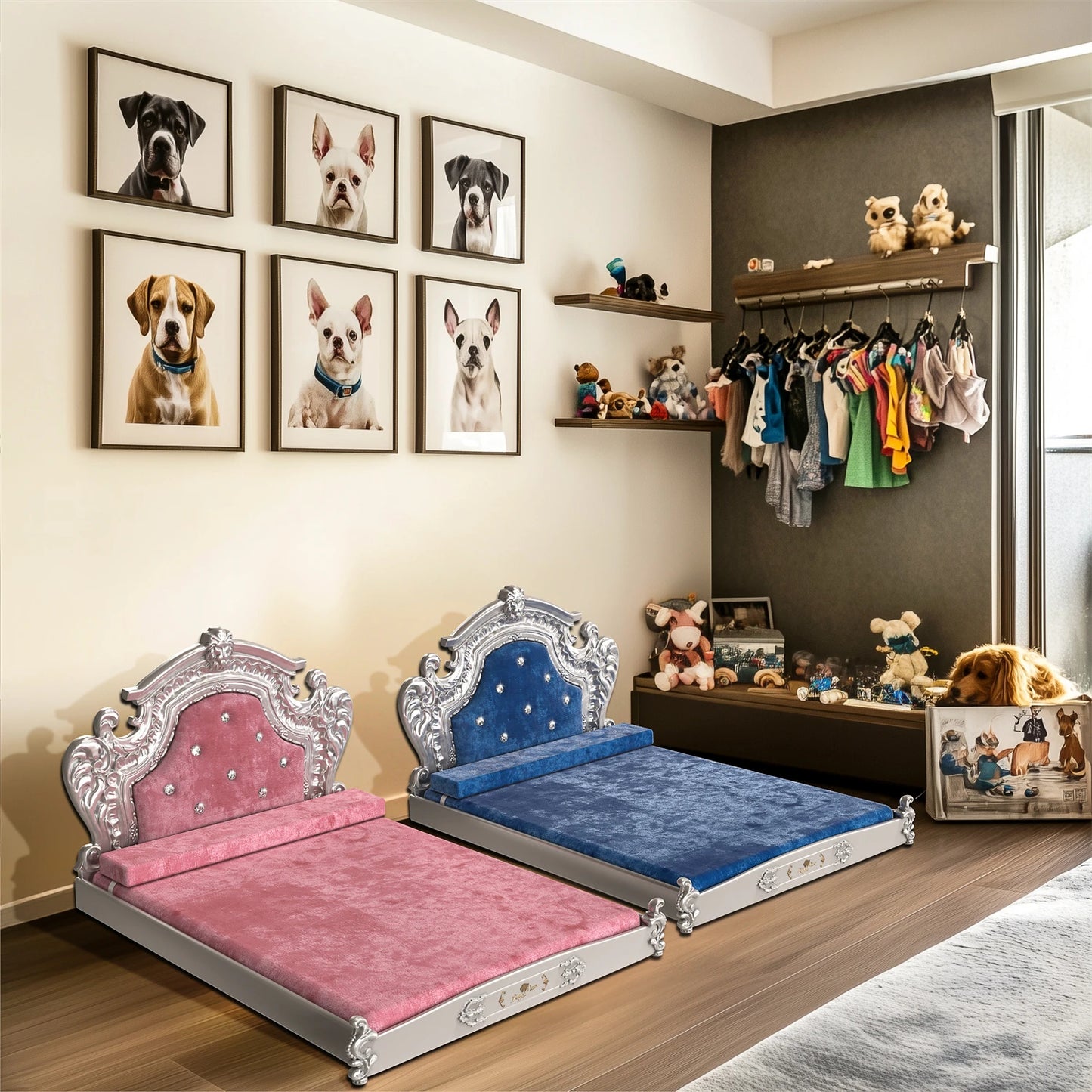 Bingopawcn Luxury Pet Bed With Headboard And Velvet Cover