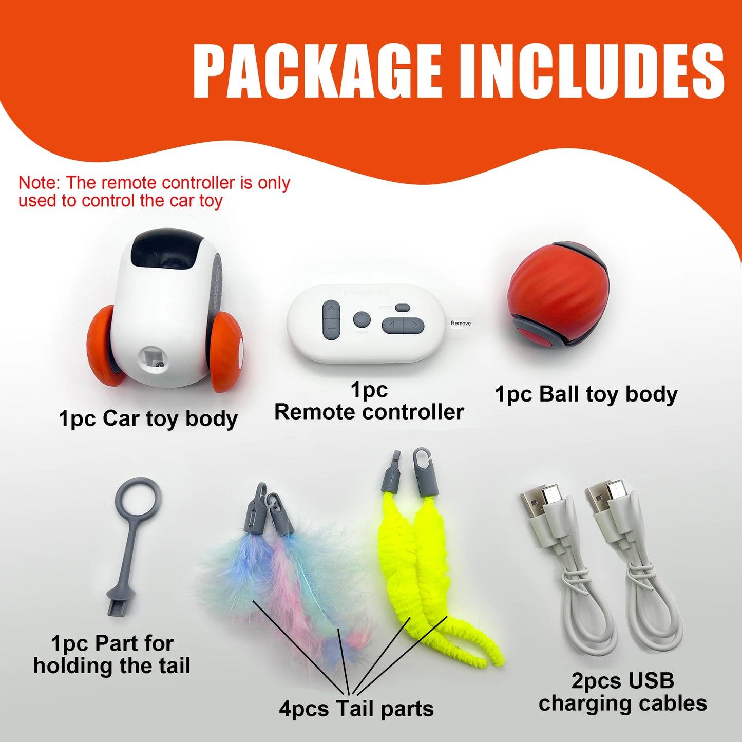 Interactive Automatic Remote Control Cat Mice Car Toy with Smart Feather Ball