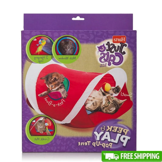XMSJCN Interactive Cat Toy Pop Up Tent with Hanging Toys