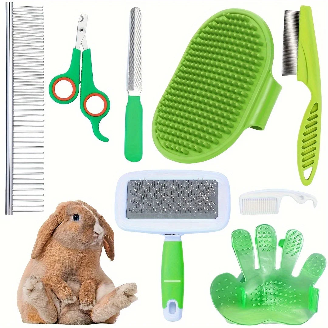Hign-Concerned Rabbit Grooming Kit With Silicone Brushes