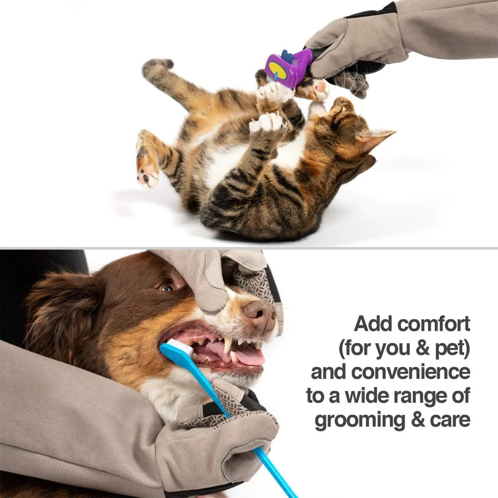 Multipurpose Pet Grooming Gloves For Vet Trips Waterproof