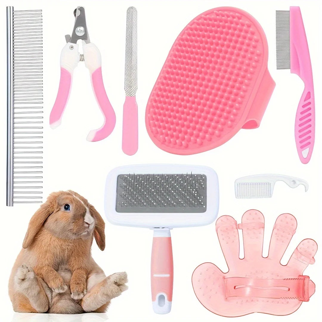 Hign-Concerned Rabbit Grooming Kit With Silicone Brushes