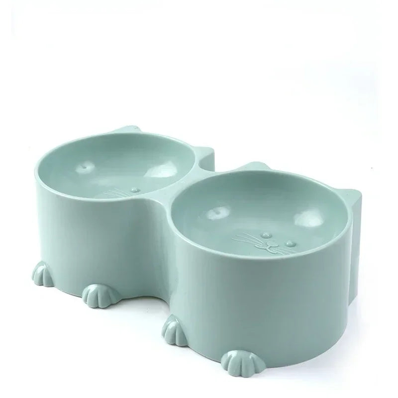 Tilted Raised Cat Food Bowls Elevated Feeding Set for Healthy Mealtime