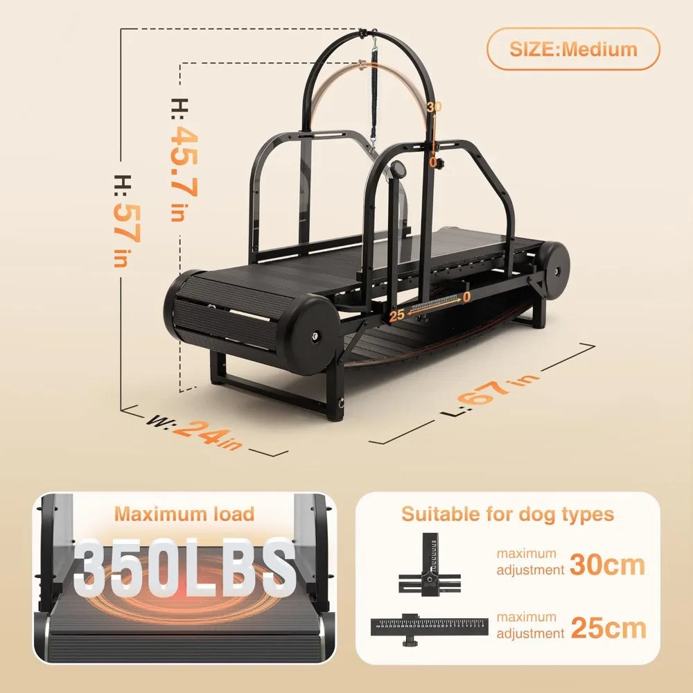 Dog Treadmill for Medium and Large Dogs with Adjustable Ramp and Pedometer