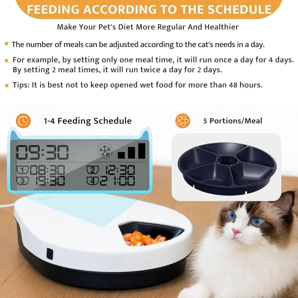 Hign Concerned Cat Wet Food Auto Feeder With Cooling Timer
