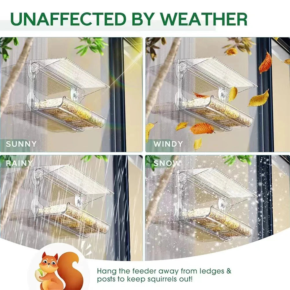 Window Mounted Bird Feeder with Strong Suction Cups for Outdoor Gardens