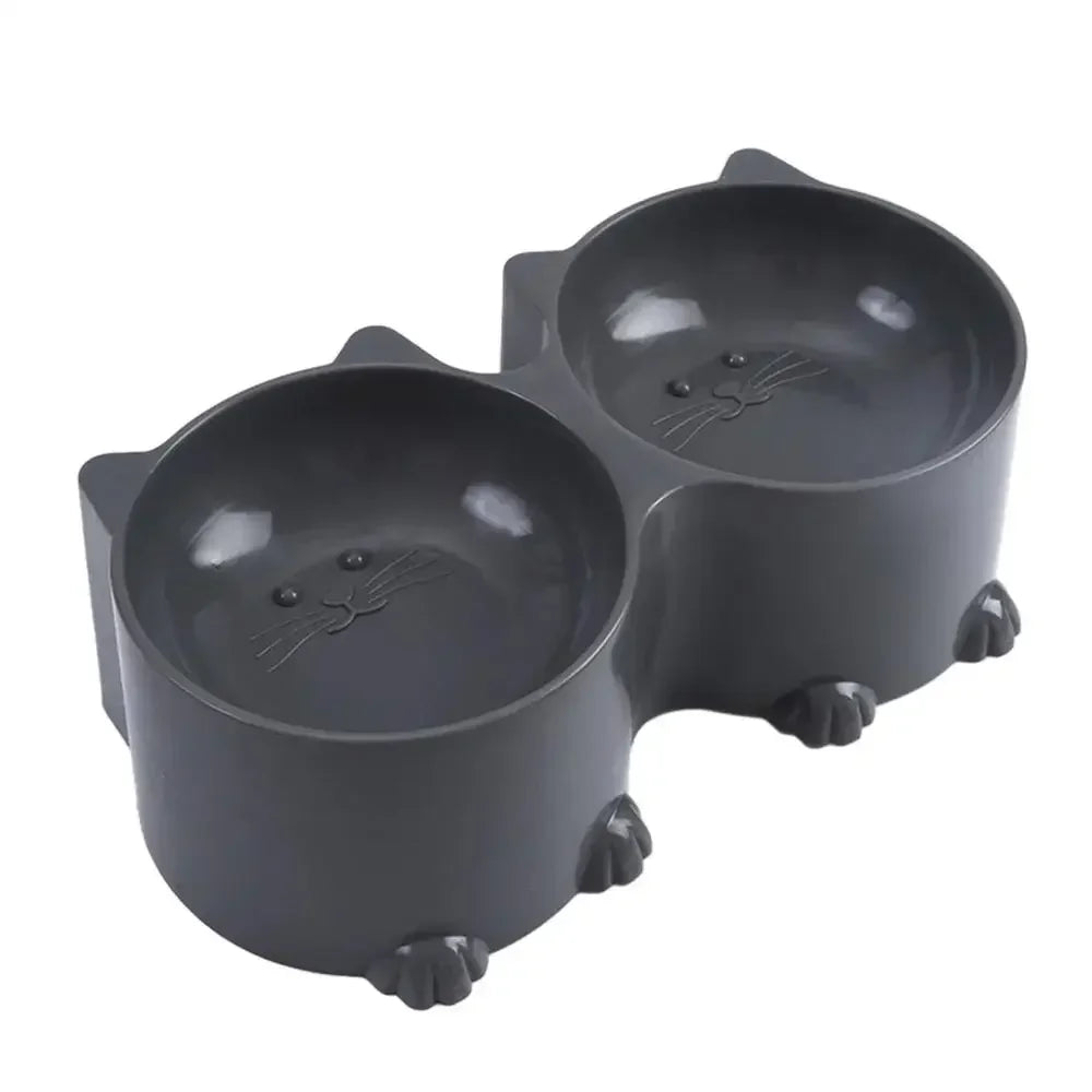 Tilted Raised Cat Food Bowls Elevated Feeding Set for Healthy Mealtime