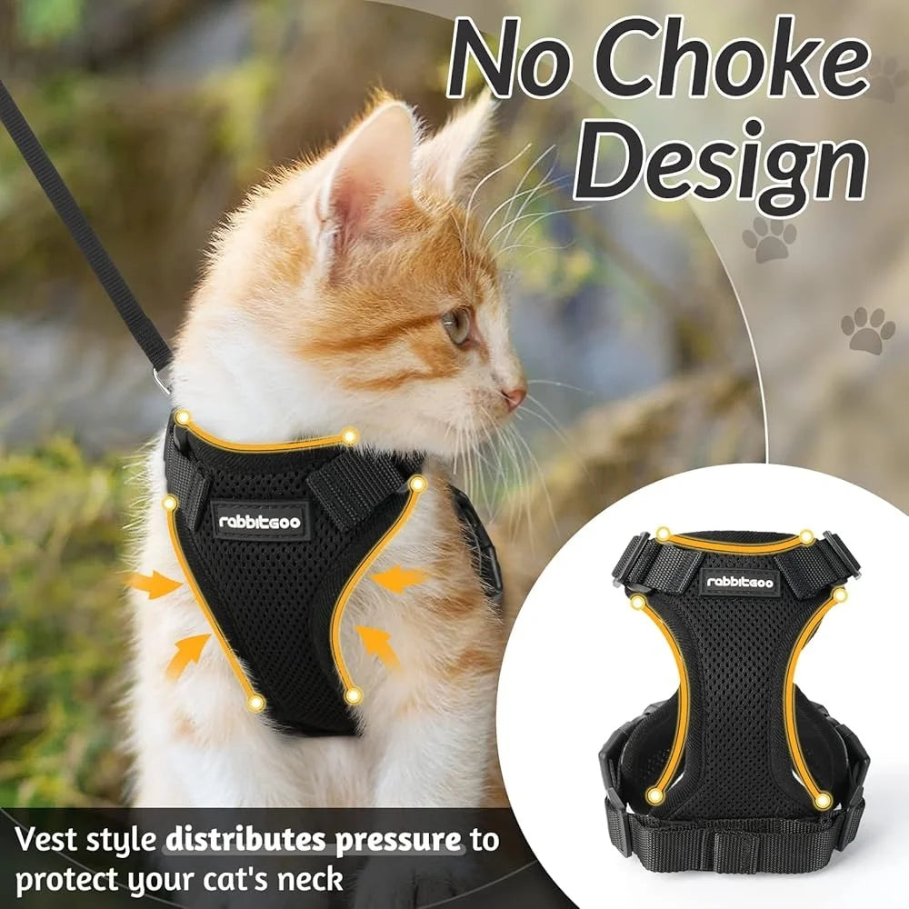 Escape Proof Cat Harness and Leash Soft Adjustable Breathable Vest for Outdoor Use
