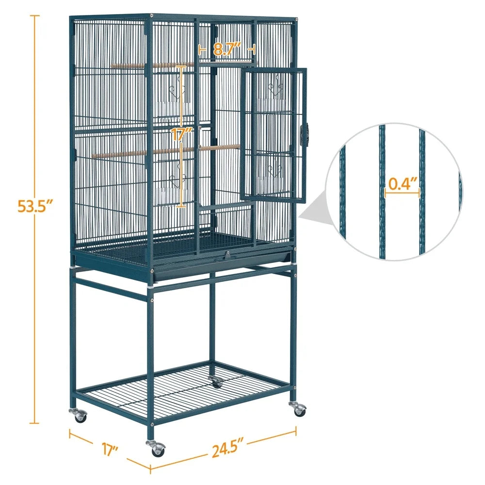 Large Rolling Pet Cage for Birds and Small Animals with Detachable Stand