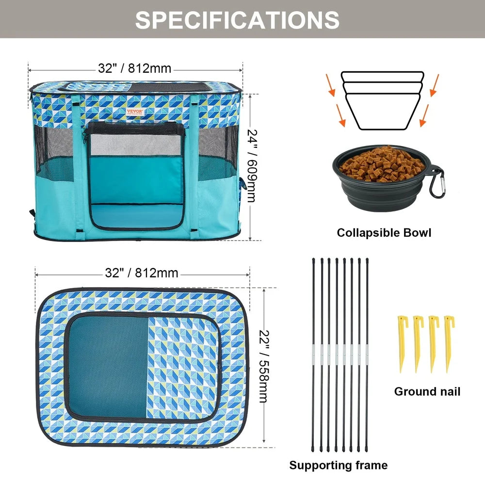 DUTRIEUX Portable Foldable Pet Playpen Indoor Outdoor Use