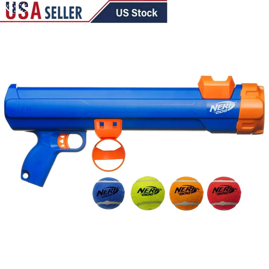 Tennis Ball Blaster Dog Toy with Adjustable Power and Hands-Free Pickup