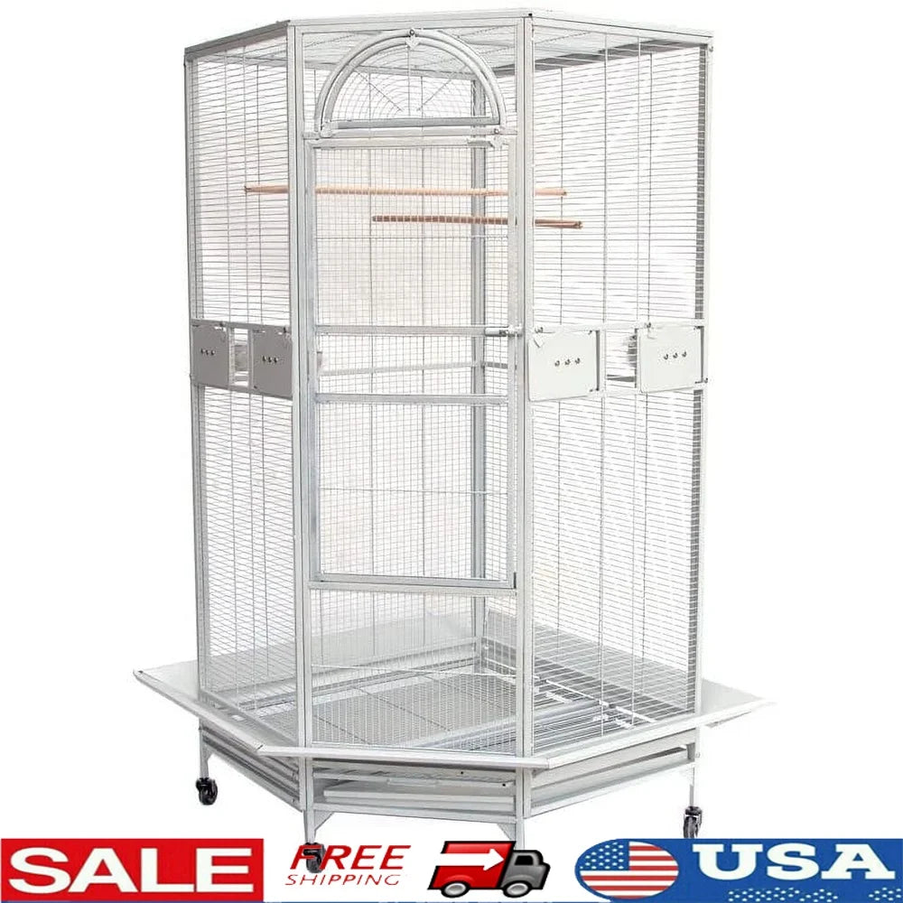 XMSJ Corner Bird Cage With Large Access Door Playtop Perches