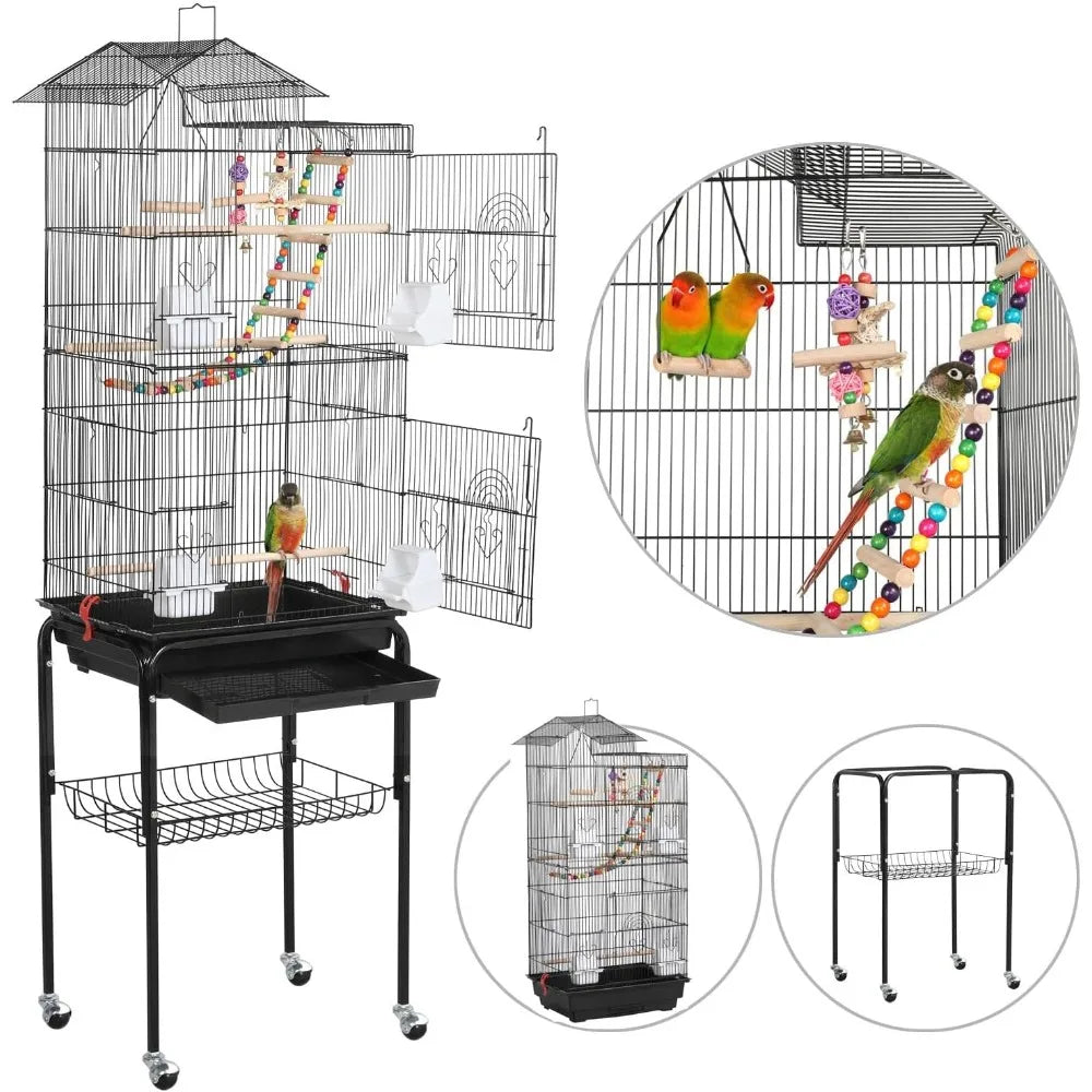 Yaheetech Bird Cage With Detachable Rolling Stand For Parrot