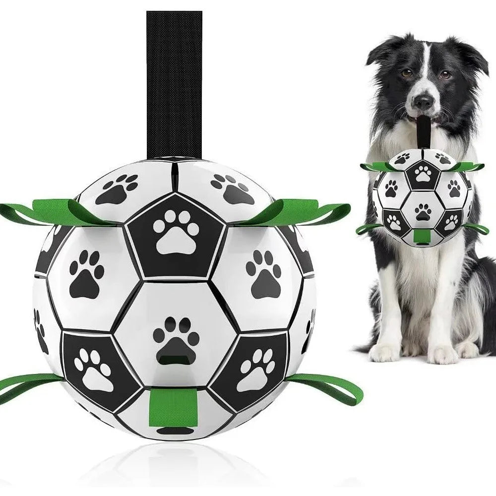 Durable Soccer Pet Toy for Dogs Interactive Chew and Training with Straps