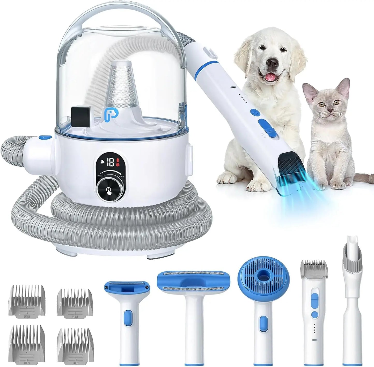 Pet Grooming Vacuum Kit 5-in-1 High Power Hair Remover for Dogs and Cats