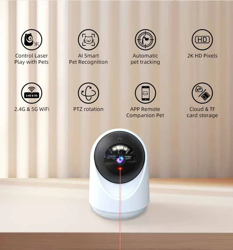 2K Smart Laser Pet Camera Interactive Adjustable Mode Electric Cat Toy