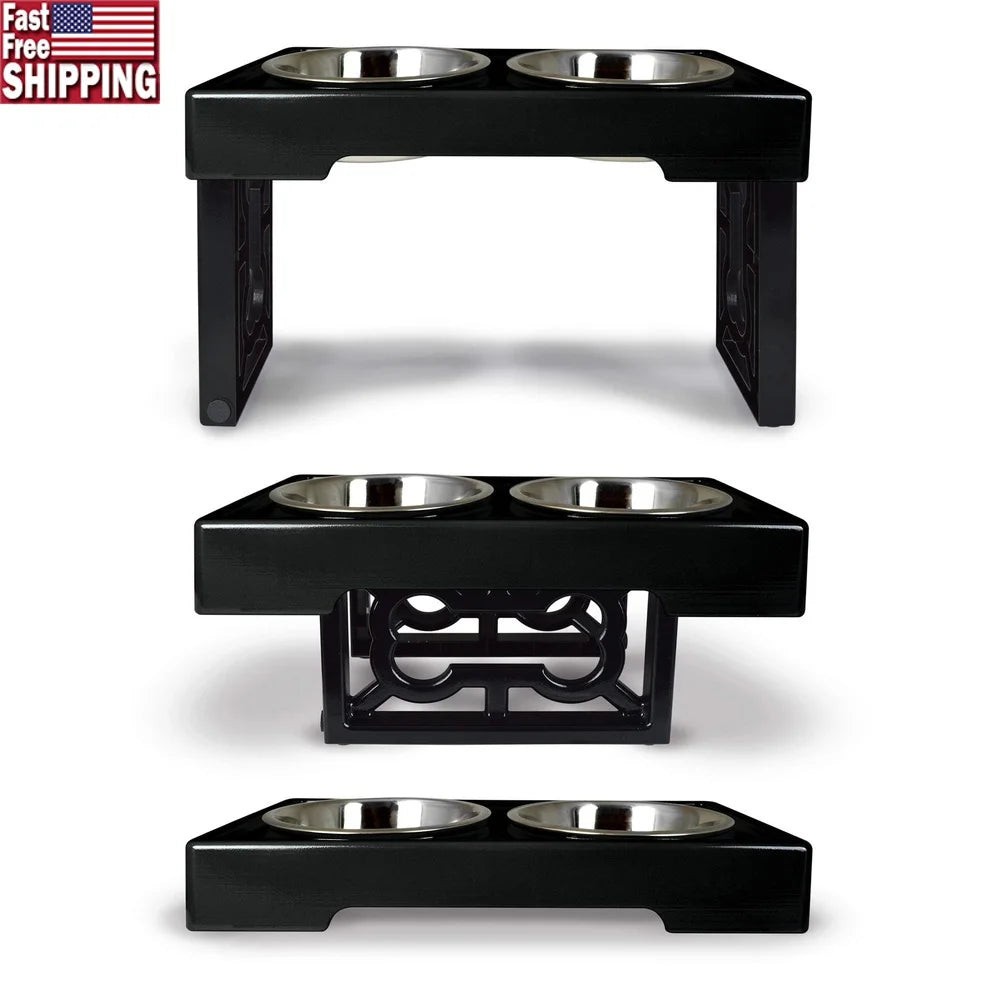 Adjustable Raised Dog Feeder with Stainless Steel Bowl for Healthy Digestion