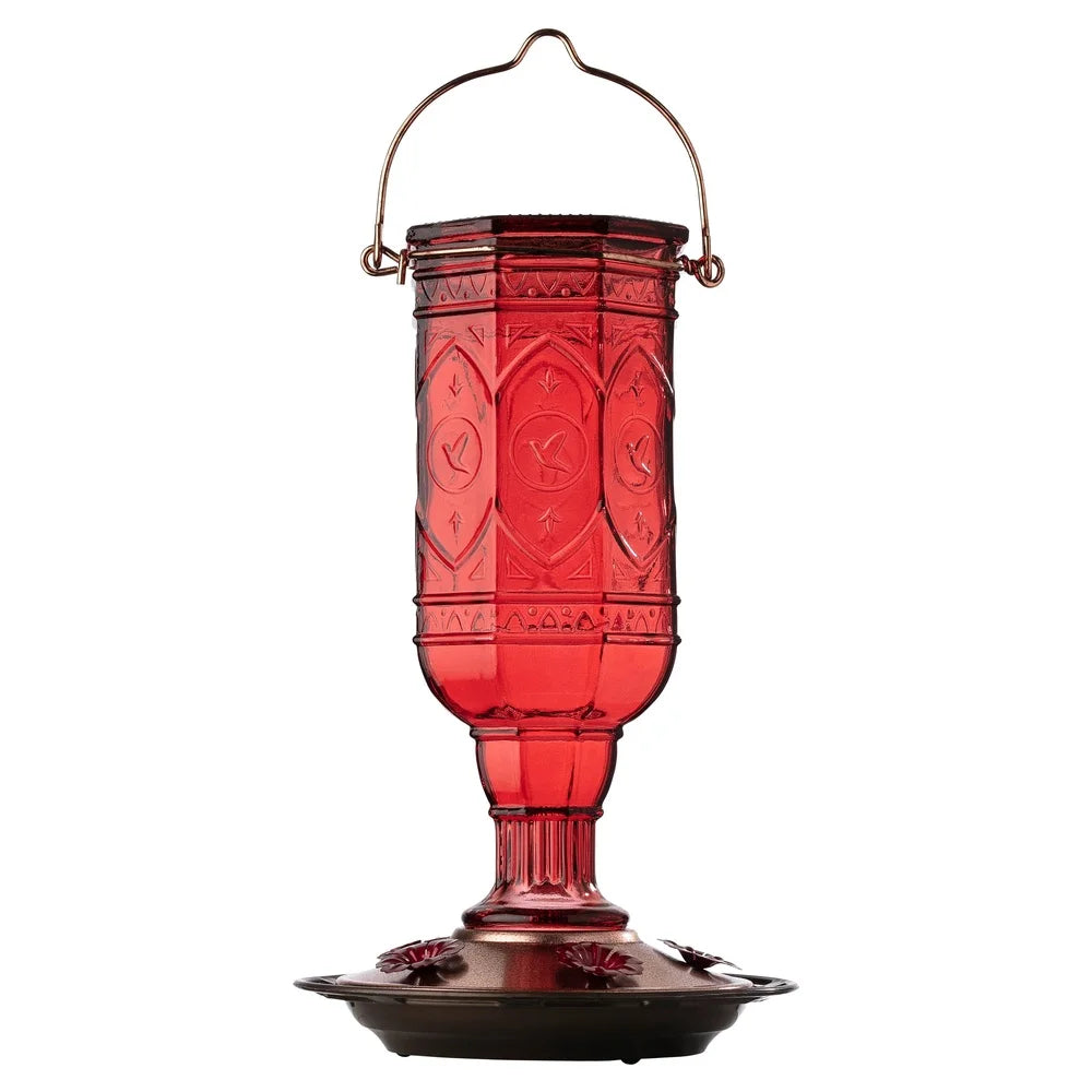XMSJ Vintage Hummingbird Feeder Glass Bottle Copper Perch