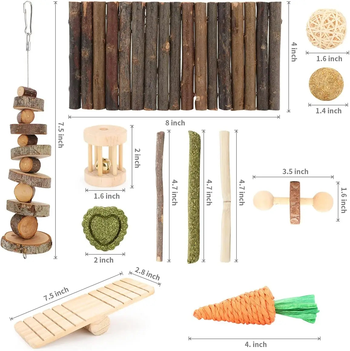 Hign Concerned 12 Piece Hamster Cage Chew Toy Set Bundle