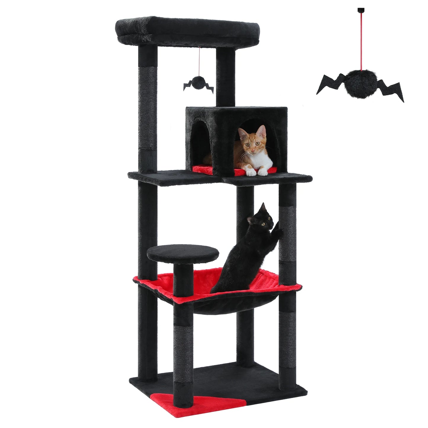 5-Level Cat Tree Tower for Large Indoor Cats with Hammock and Scratching Posts