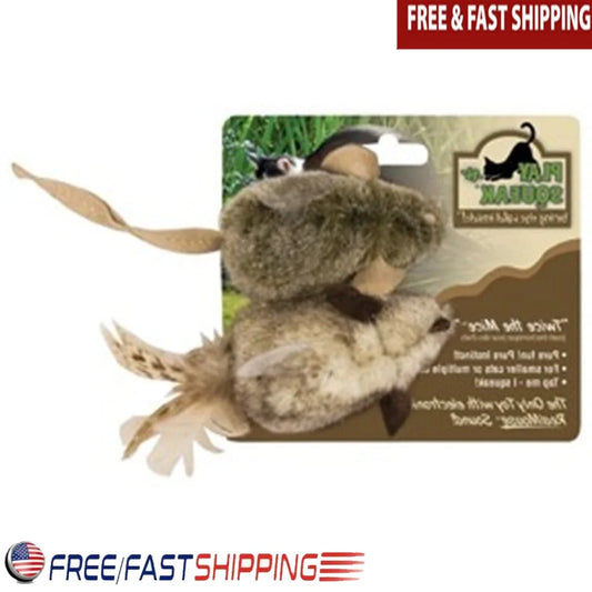 Interactive Catnip Mouse Toy Pack of 2 with Realistic Sound and Feathered Tail
