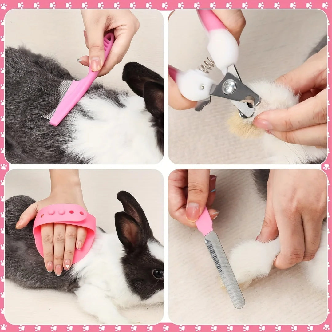 Hign-Concerned Rabbit Grooming Kit With Silicone Brushes