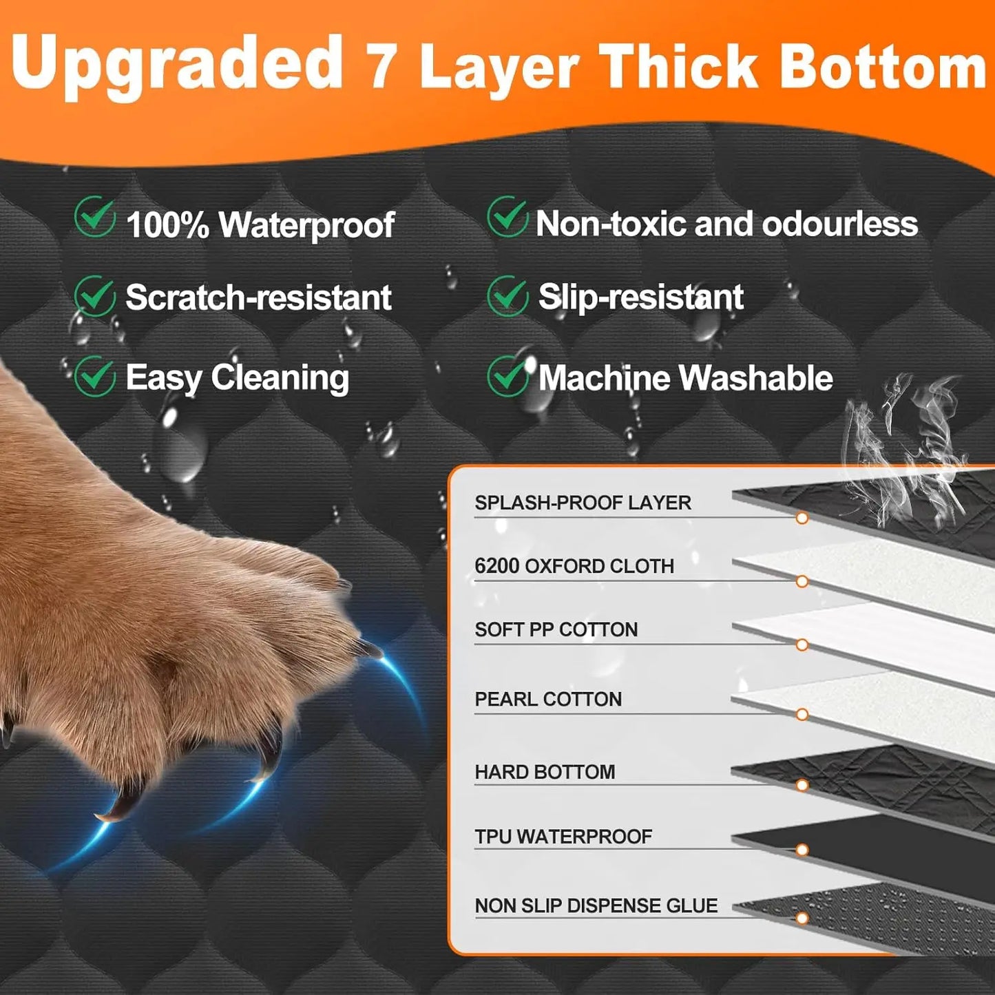 Waterproof Foldable Dog Car Seat Hammock Rear Seat Protector Travel Accessory