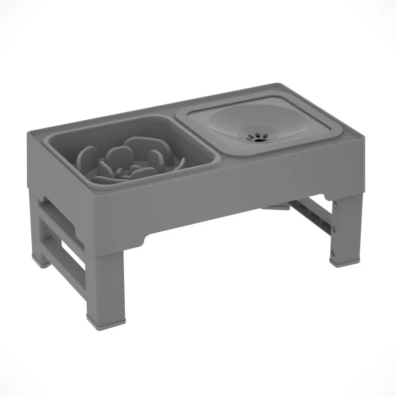3 In 1 Adjustable Height Stainless Steel Pet Slow Feed Water Bowl