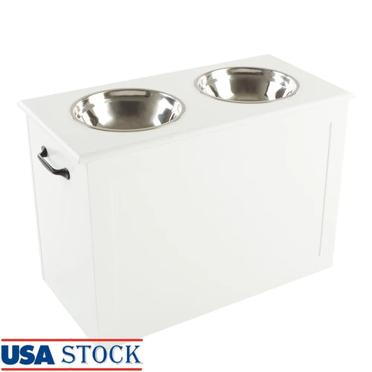 Elevated Dog Bowls with Hidden Storage and Adjustable Height Pet Feeder