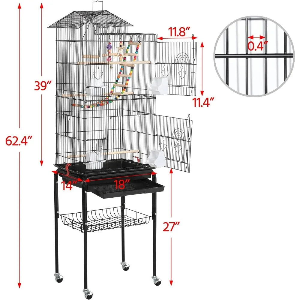 Yaheetech Bird Cage With Detachable Rolling Stand For Parrot