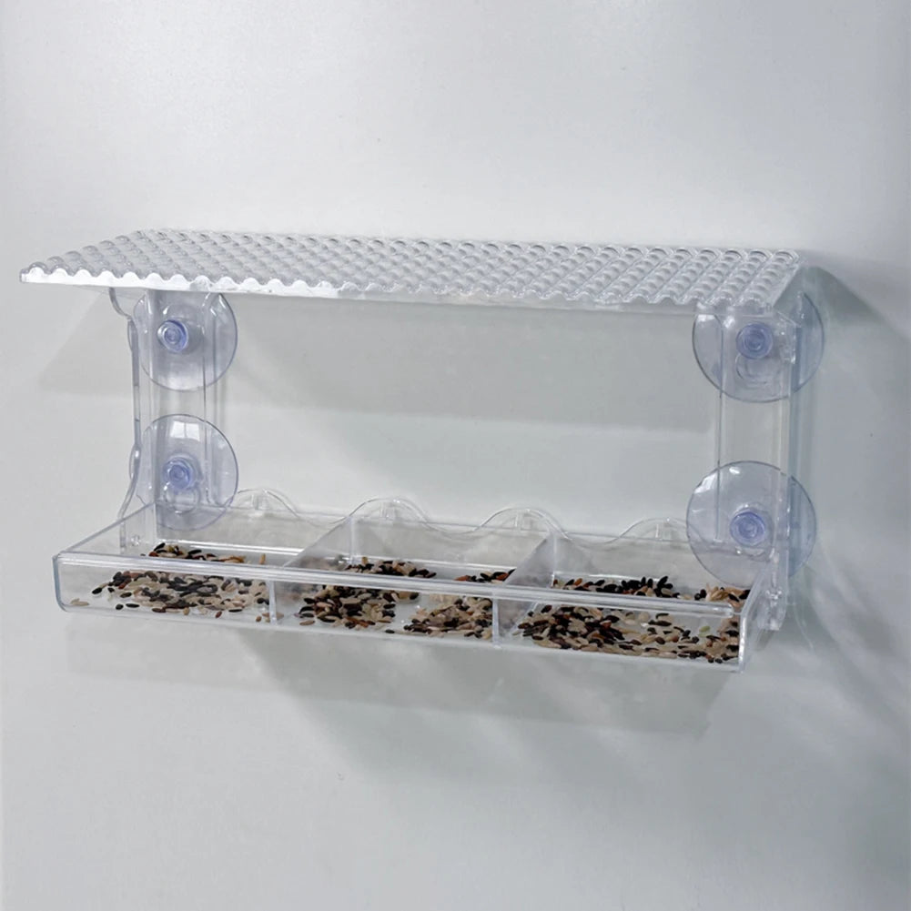 Window Mounted Bird Feeder with Strong Suction Cups for Outdoor Gardens
