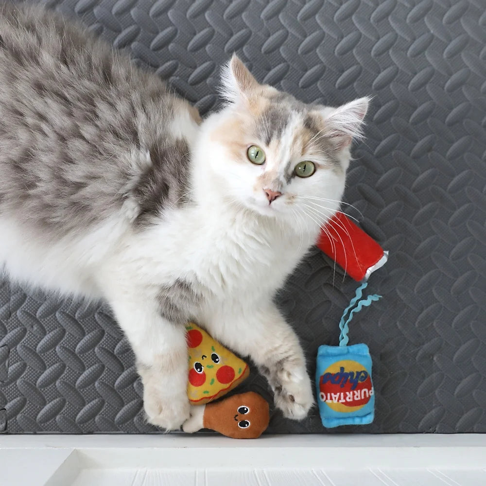 XMSJ Catnip Filled Plush Cat Toys Set 4 Pack Kitten