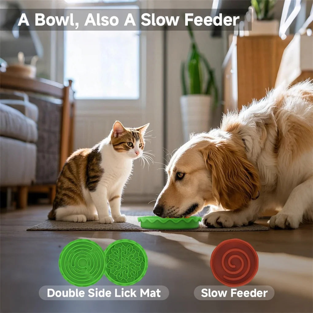 5-in-1 Burger Pet Bowls Set for Dogs and Cats with Elevated and Slow Feeder Design