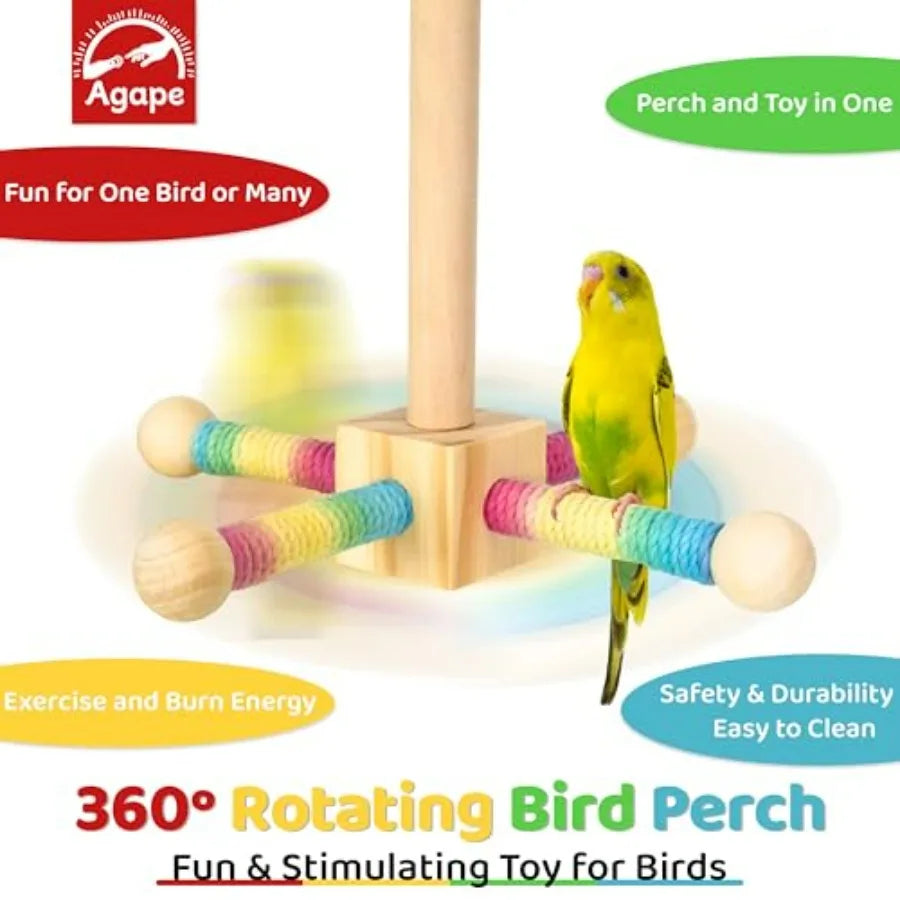 Hign-concerned 360 Rotating Bird Perch Toy Parrots
