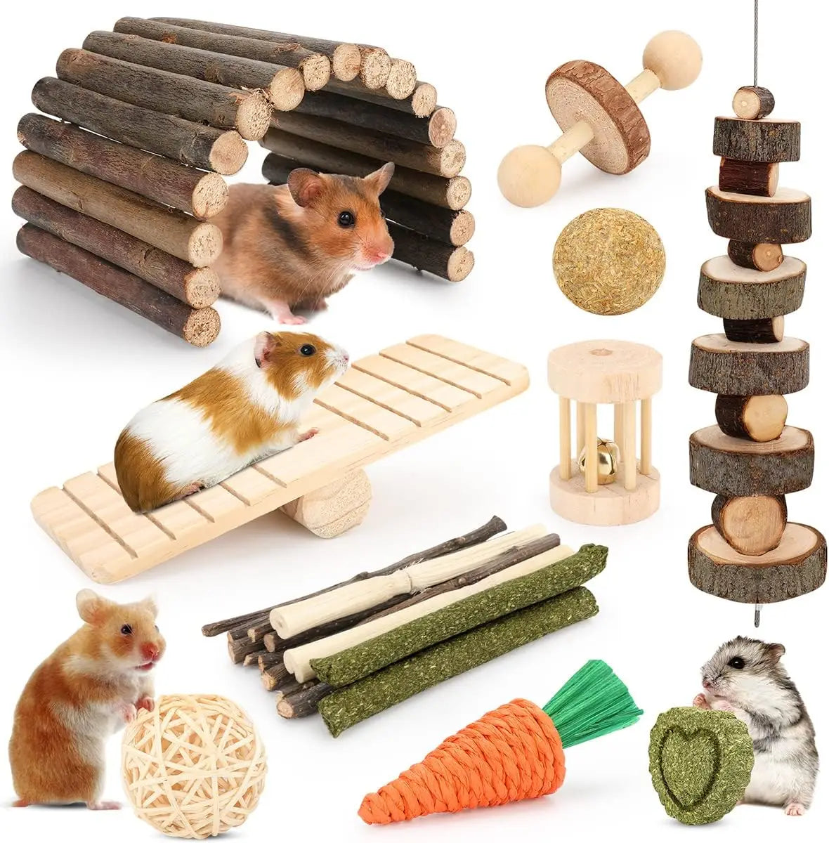 Hign Concerned 12 Piece Hamster Cage Chew Toy Set Bundle