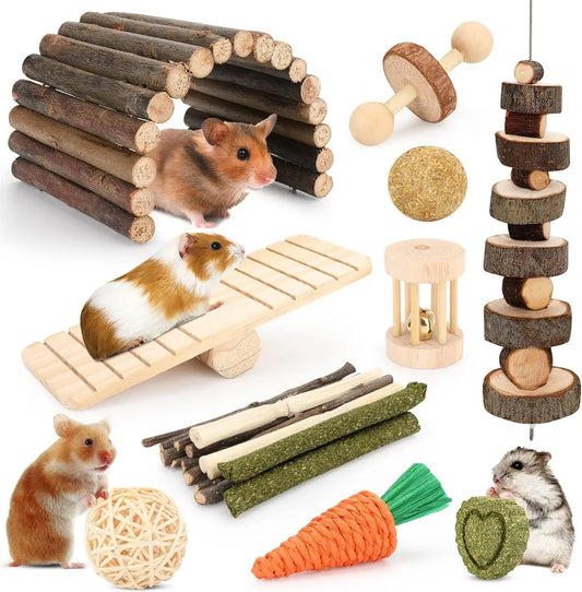 Hign Concerned 12 Piece Hamster Cage Chew Toy Set Bundle