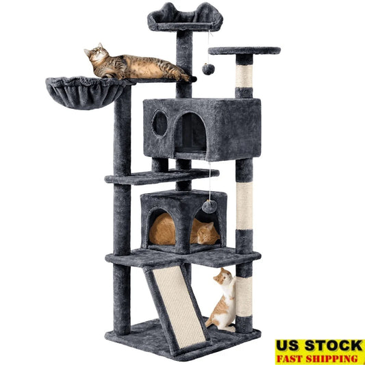 XMSJ Cat Tree Tower With Scratching Posts Cozy Condos