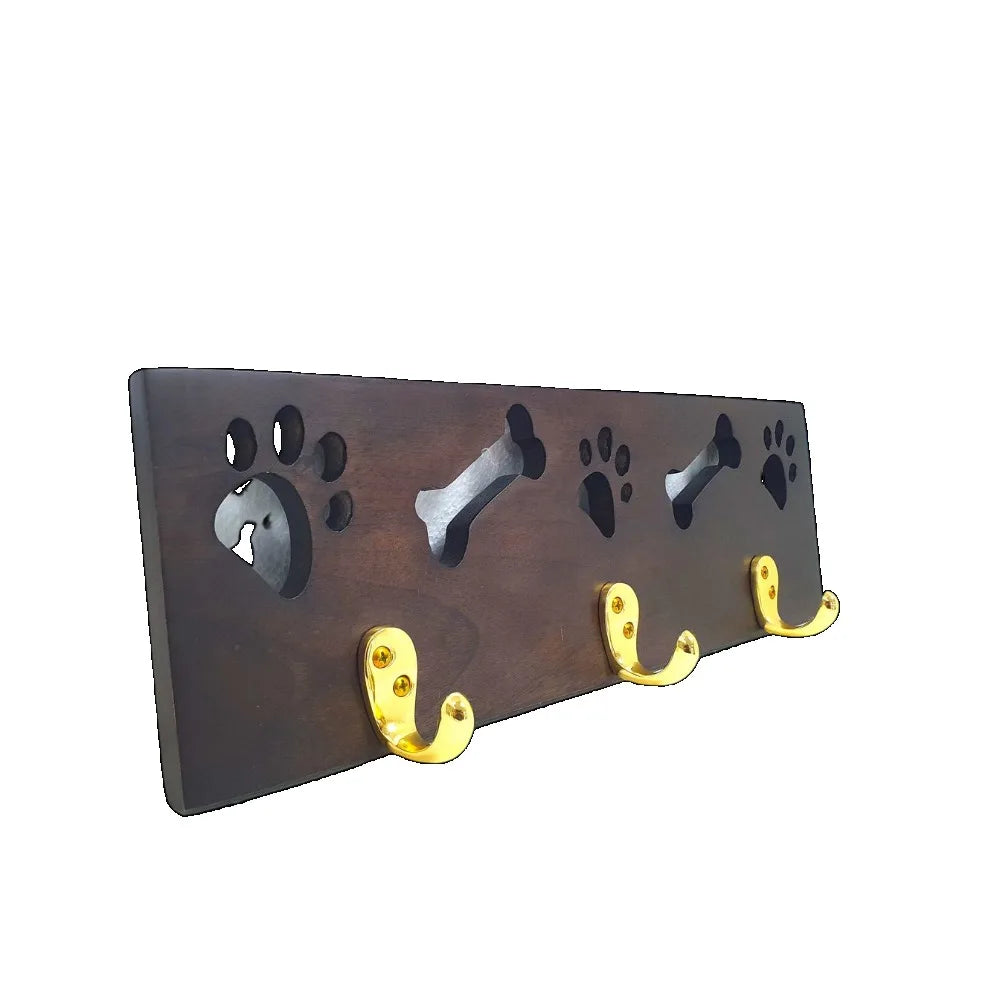 Key Rack Hanger and Dog Leash Organizer with Stylish Wood Design